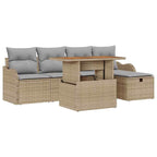 Conjunto de sofá de jardín 6 pcs Beige ratán sintético