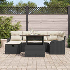 Conjunto de sofá de jardín 7 pcs Negro ratán sintético