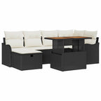 Conjunto de sofá de jardín 7 pcs Negro ratán sintético