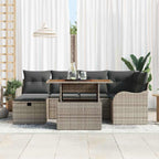 Conjunto de sofá de jardín 7 pcs Gris ratán sintético