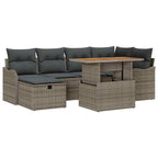 Conjunto de sofá de jardín 7 pcs Gris ratán sintético