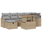 Conjunto de sofá de jardín 7 pcs Beige ratán sintético