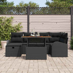 Conjunto de sofá de jardín 7 pcs Negro ratán sintético