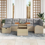 Conjunto de sofá de jardín 8 pcs Beige ratán sintético