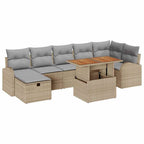 Conjunto de sofá de jardín 8 pcs Beige ratán sintético