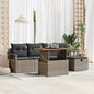 Conjunto de sofá de jardim 6 peças Bege vime sintético