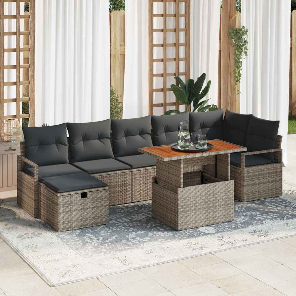 Conjunto de sofá de jardín 8 pcs Beige ratán sintético