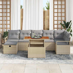Conjunto de sofá de jardín 8 pcs Beige ratán sintético