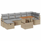 Conjunto de sofá de jardín 8 pcs Beige ratán sintético