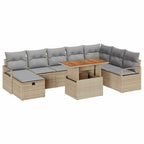 Conjunto de sofá de jardín 9 pcs Beige ratán sintético