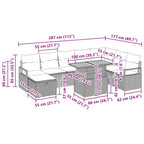 Conjunto de sofá de jardín 9 pcs Beige ratán sintético