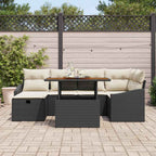 Conjunto de sofá de jardín 7 pcs Negro ratán sintético