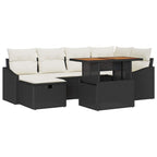 Conjunto de sofá de jardín 7 pcs Negro ratán sintético