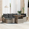 Conjunto de sofá de jardín 7 pcs Gris ratán sintético