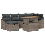 Conjunto de sofá de jardín 7 pcs Gris ratán sintético