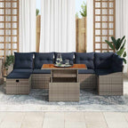 Conjunto de sofá de jardín 8 pcs Gris ratán sintético