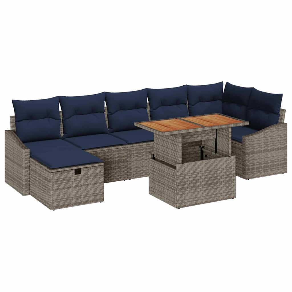 Conjunto de sofá de jardín 8 pcs Gris ratán sintético