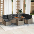 Conjunto de sofá de jardín 9 pcs Beige ratán sintético