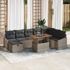 Conjunto de sofá de jardín 9 pcs Beige ratán sintético