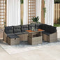 Conjunto de sofá de jardín 9 pcs Beige ratán sintético