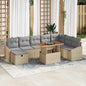 Conjunto de sofá de jardín 9 pcs Beige ratán sintético