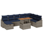 Conjunto de sofá de jardín 9 pcs Gris ratán sintético