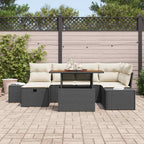 Conjunto de sofá de jardín 7 pcs Negro ratán sintético