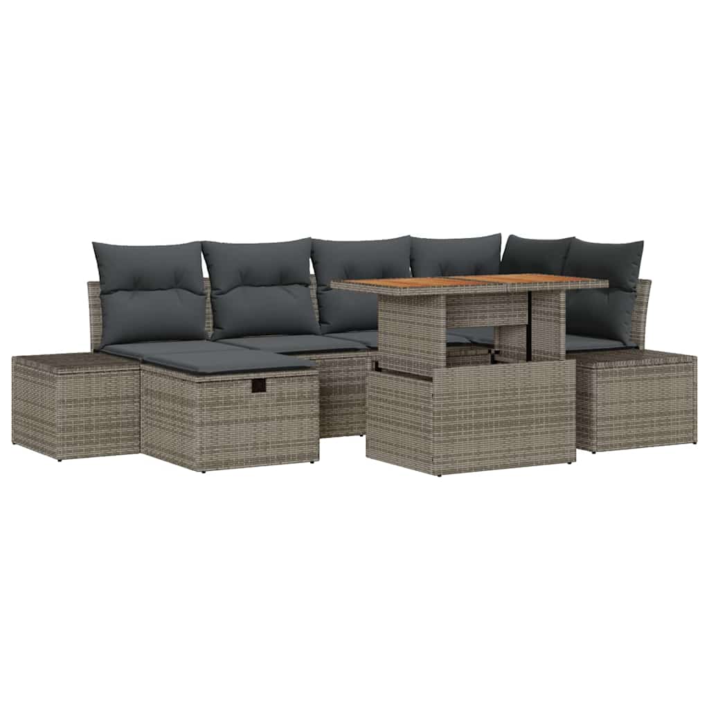 Conjunto de sofá de jardín 7 pcs Gris ratán sintético