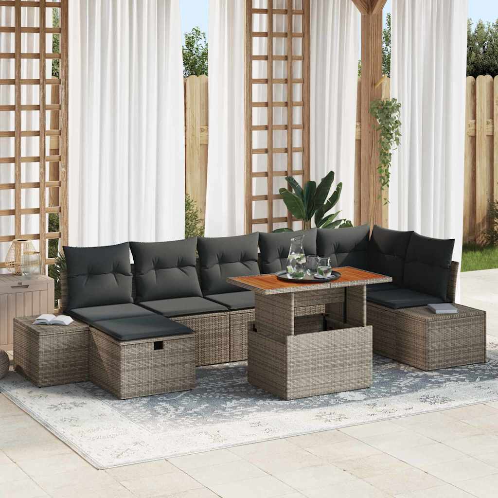 Conjunto de sofá de jardín 8 pcs Beige ratán sintético