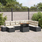 Conjunto de sofá de jardim 9 peças Bege Vime sintético