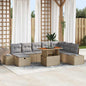 Conjunto de sofá de jardim 9 peças Bege Vime sintético