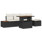 Conjunto de sofá de jardín 6 pcs Negro ratán sintético