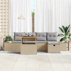 Conjunto de sofá de jardín 6 pcs Beige ratán sintético