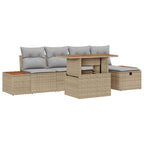 Conjunto de sofá de jardín 6 pcs Beige ratán sintético