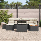 Conjunto de sofá de jardín 7 pcs Negro ratán sintético