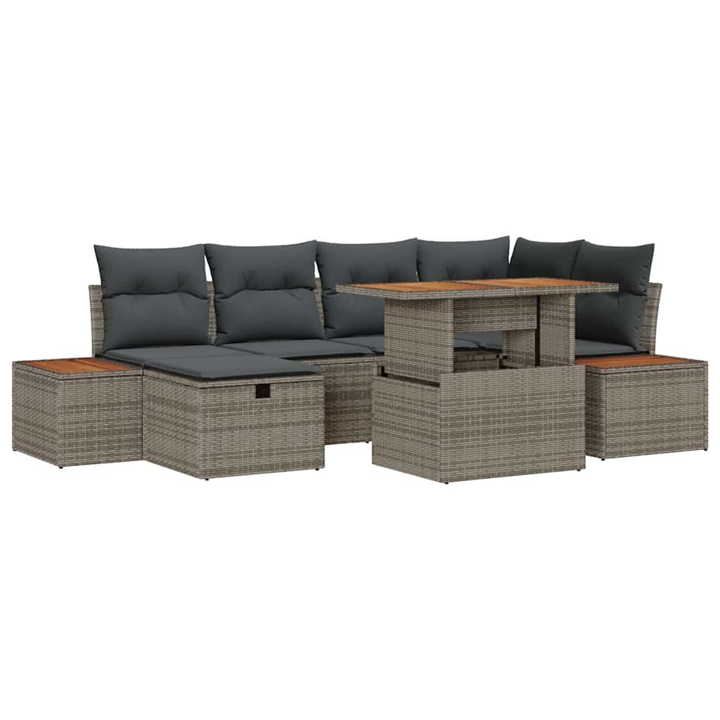 Conjunto de sofá de jardín 7 pcs Gris ratán sintético