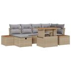 Conjunto de sofá de jardín 7 pcs Beige ratán sintético