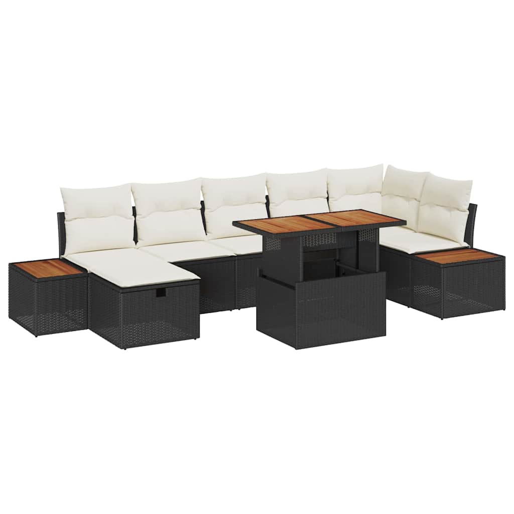 Conjunto de sofá de jardín 8 pcs Negro ratán sintético