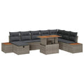 Conjunto de sofás de jardín 9 pcs Beige ratán sintético