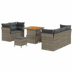 Conjunto de sofá de jardín con cojín 8 pcs Gris ratán sintético