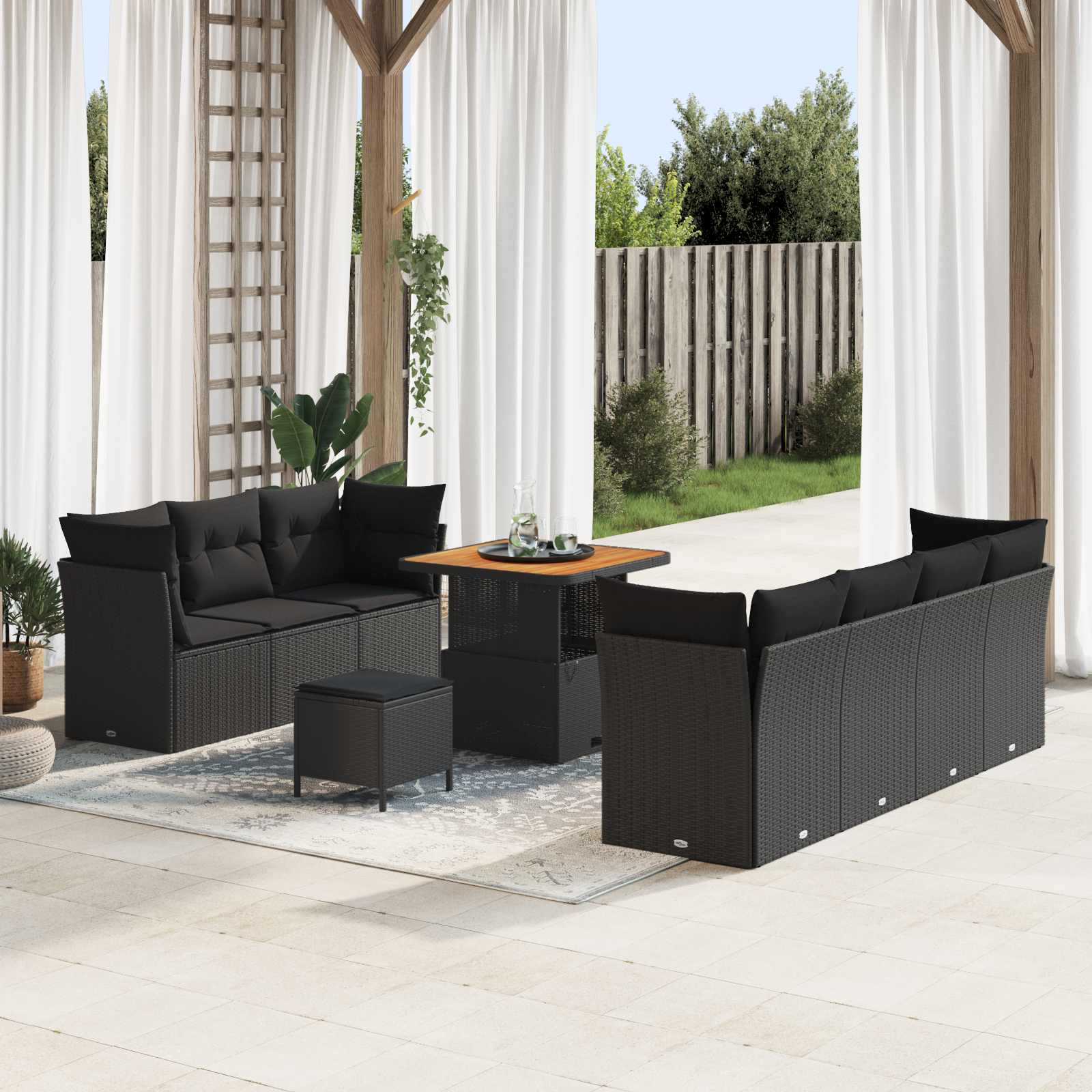 Conjunto de sofás de jardín 10 pcs Beige ratán sintético