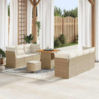 Conjunto de sofás de jardín 10 pcs Beige ratán sintético