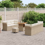 Conjunto de sofás de jardín 10 pcs Beige ratán sintético