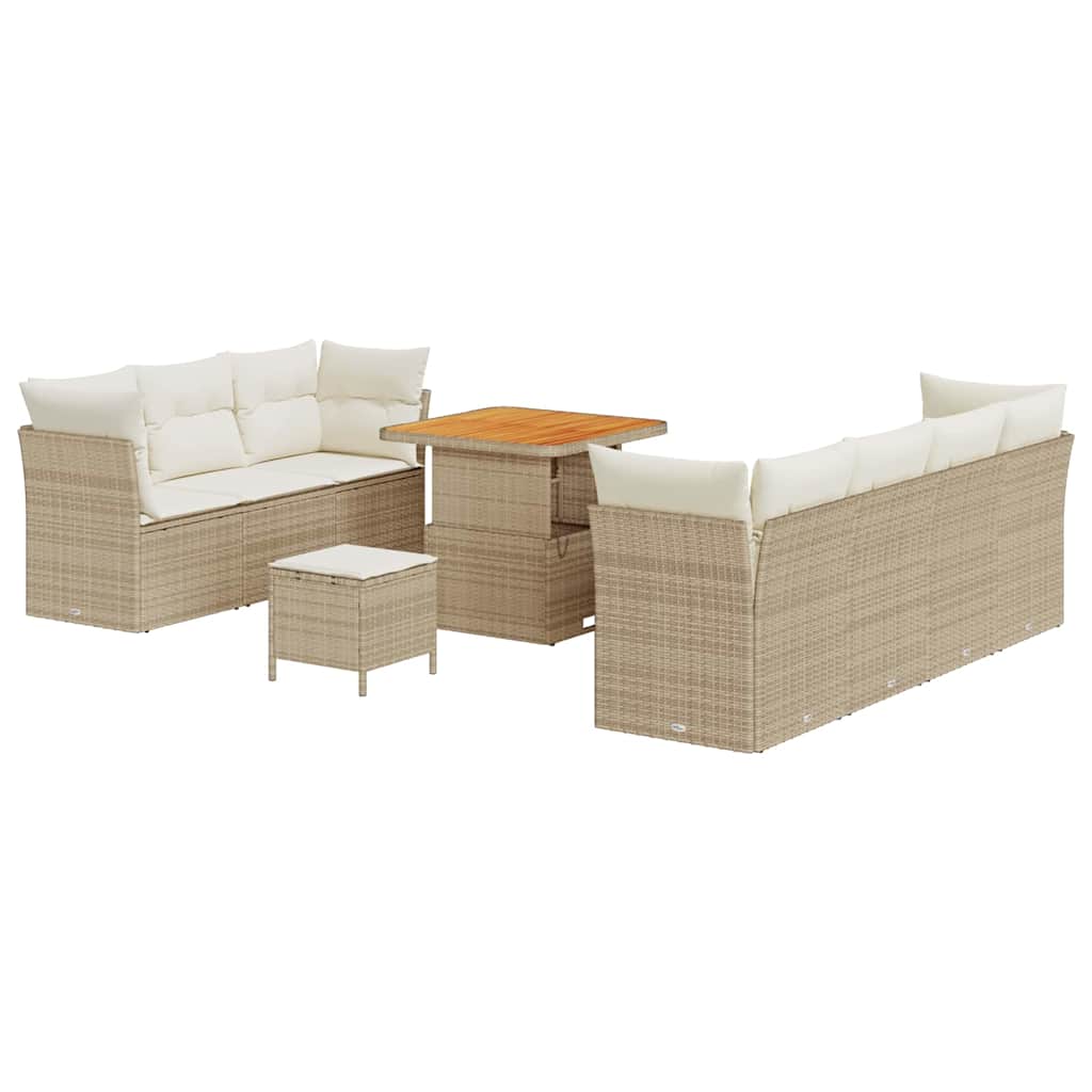 Conjunto de sofás de jardín 10 pcs Beige ratán sintético