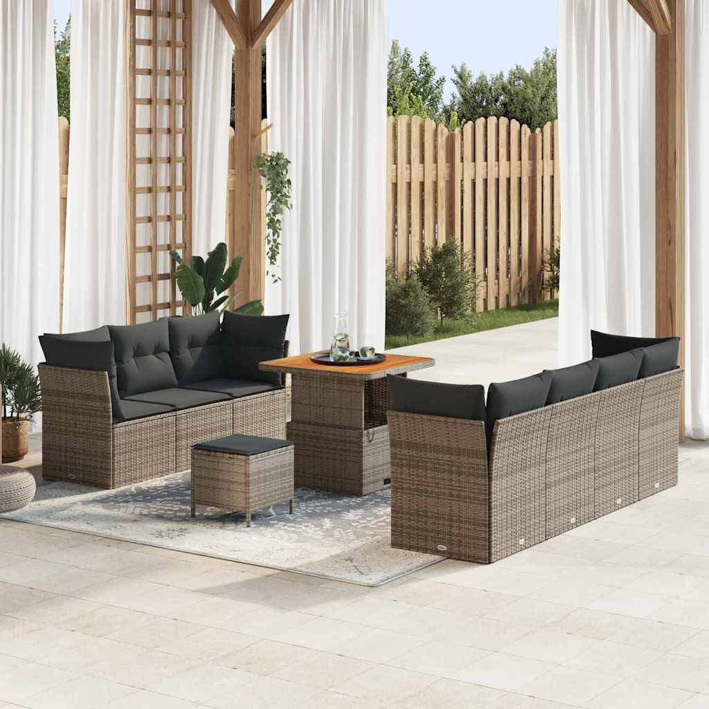 Conjunto de sofás de jardín 10 pcs Beige ratán sintético