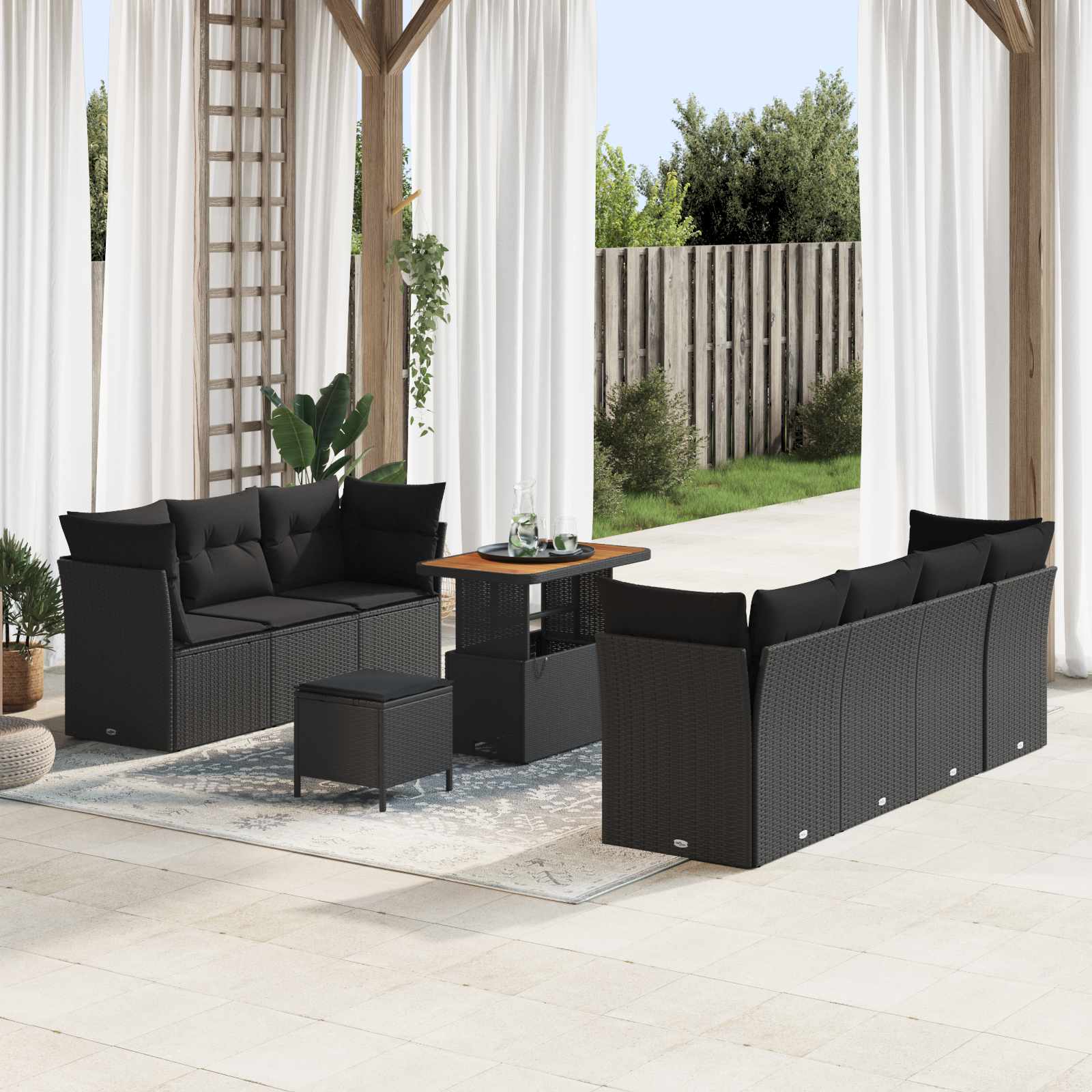 Conjunto de sofás de jardín 10 pcs Beige ratán sintético