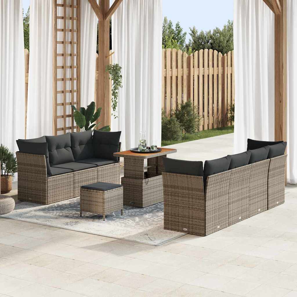 Conjunto de sofás de jardín 10 pcs Beige ratán sintético