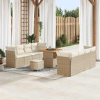 Conjunto de sofás de jardín 11 pcs Beige ratán sintético