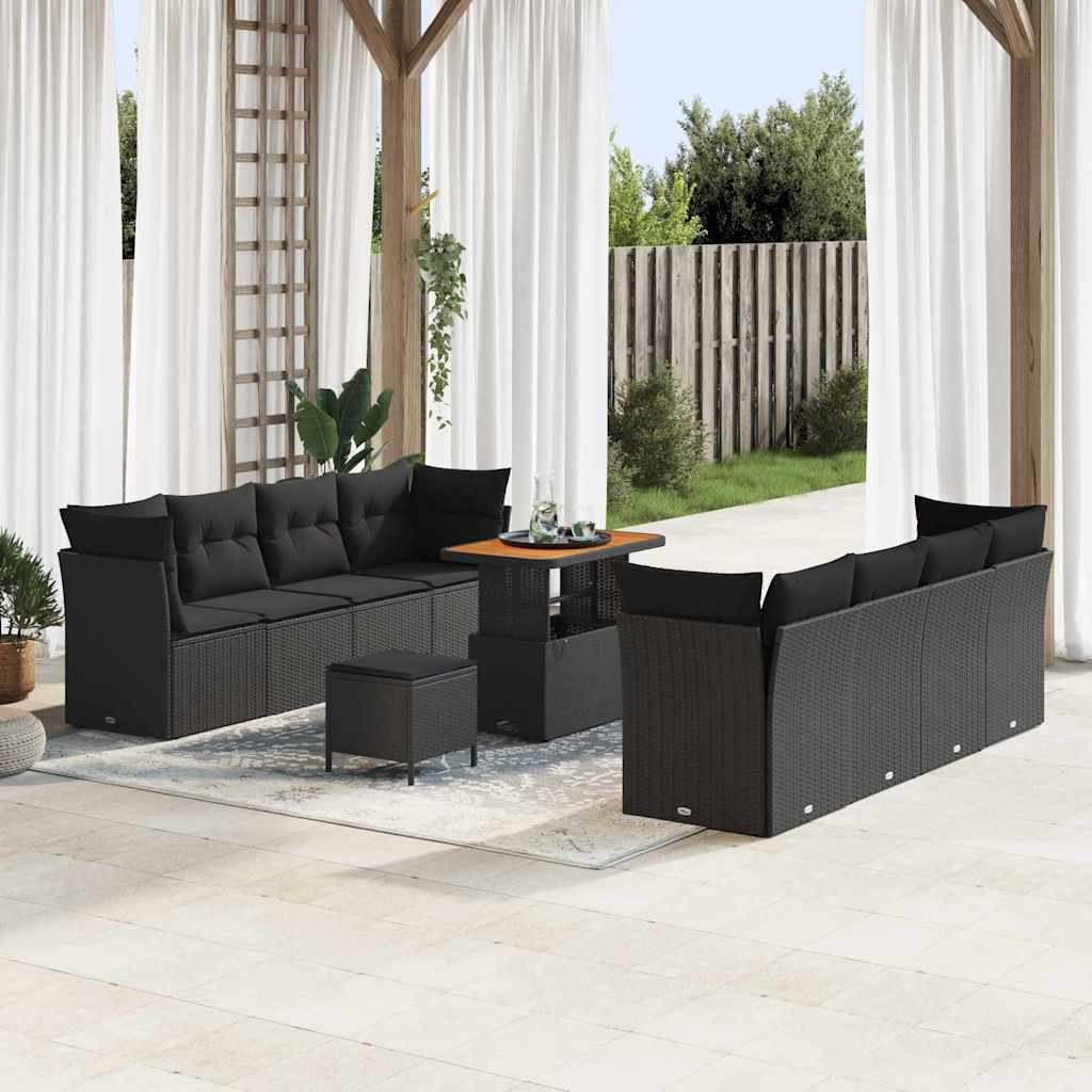 Conjunto de sofás de jardim 11 pcs Bege vime sintético