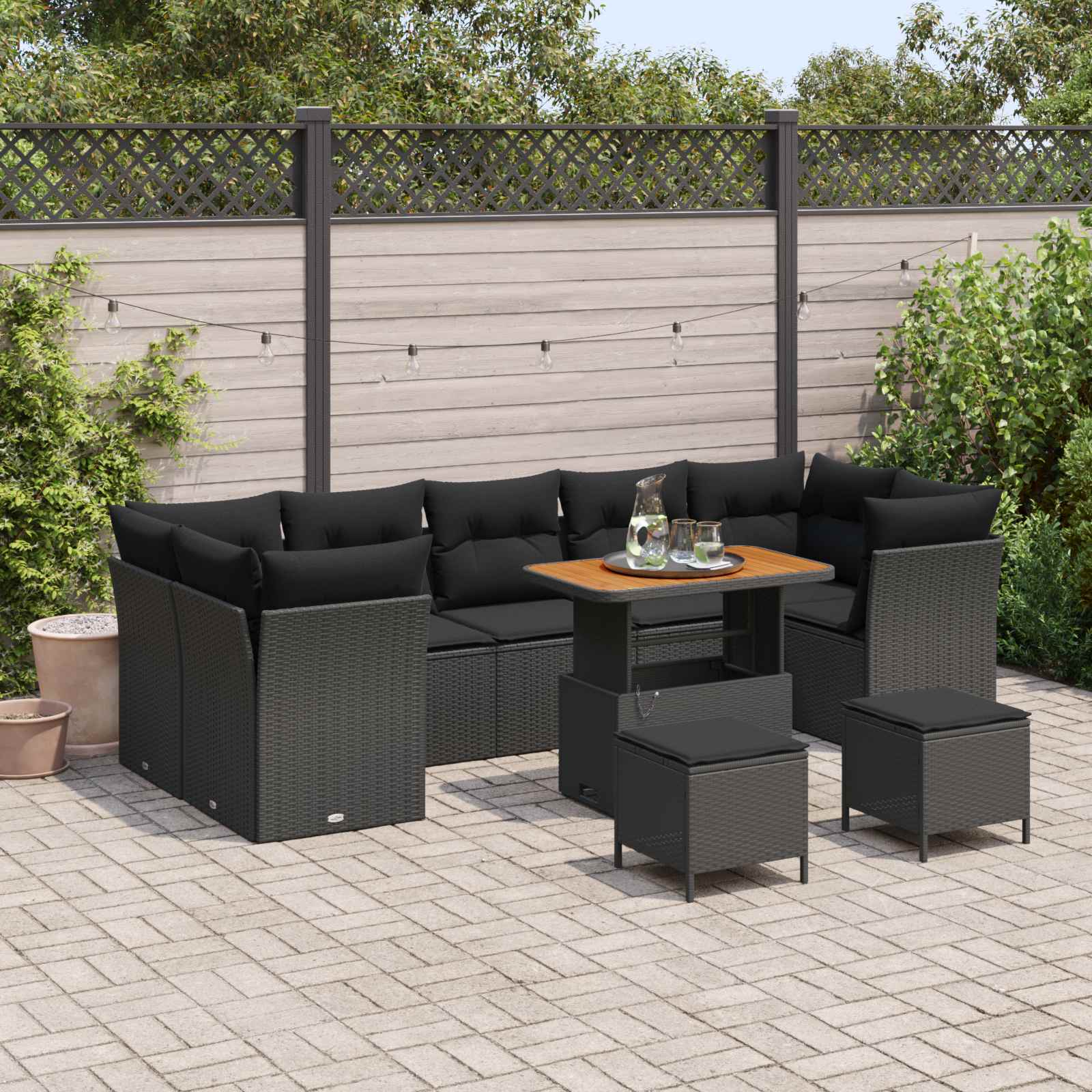 Conjunto de sofás de jardín 10 pcs Beige ratán sintético